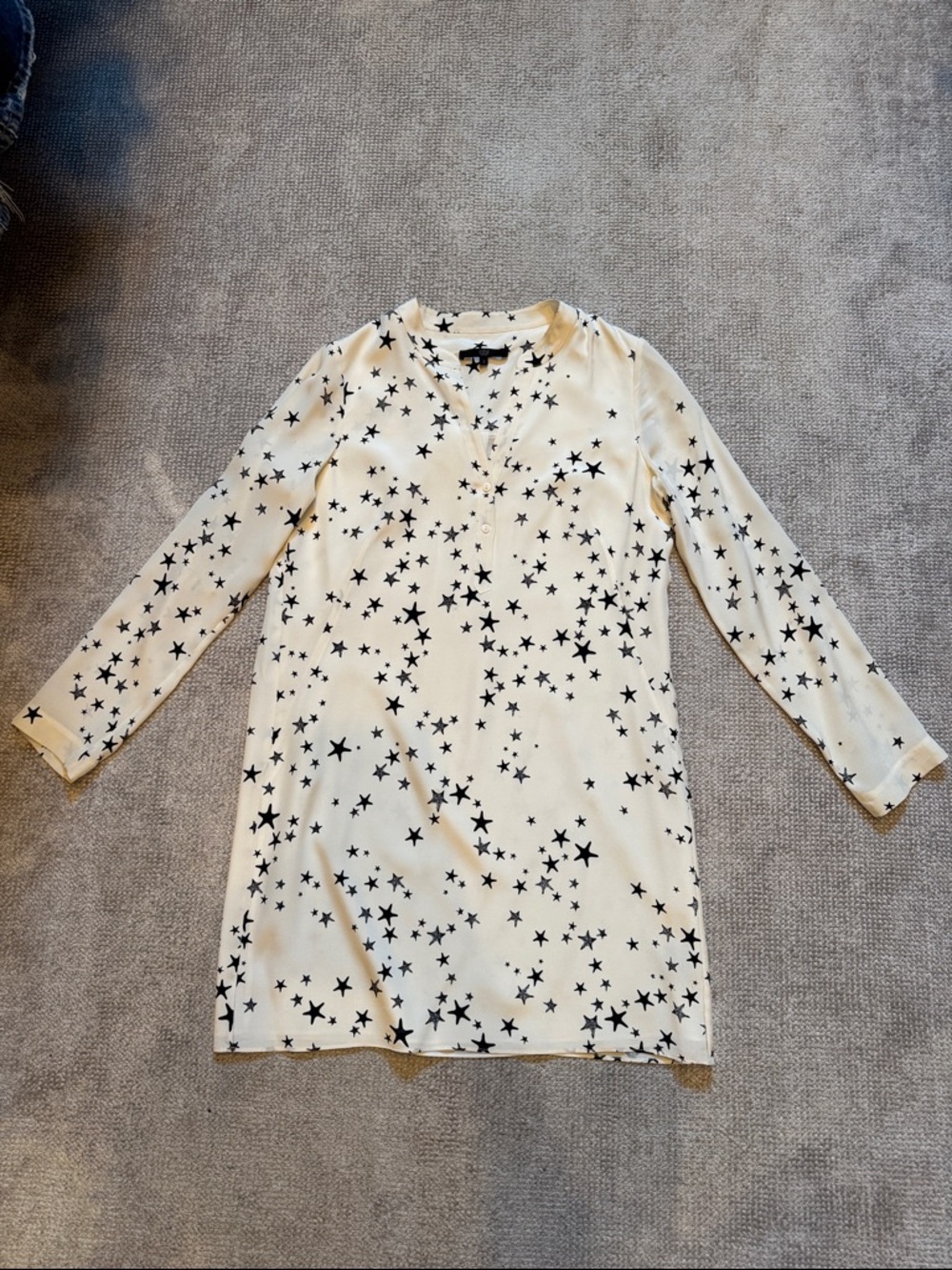 Tibi Star-Print Tunic/Mini in Ivory and Black